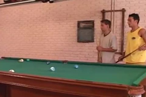 sleazy latina lady-man pounds sleazy man On The Pool Table And sexy another pecker At The Same Time