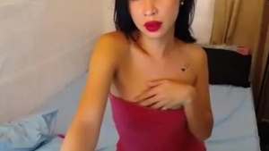 small 10-Pounder Filipina Trans Beauty With Tattoos Teases On cam