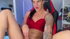 Fit Russian teen Transgirl With Tattoos Wanks Hard Until she shoots throbbing Load On web camera