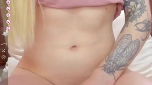 slim blonde Trans beauty With Tattoos Strokes Her monstrous jock On webcam