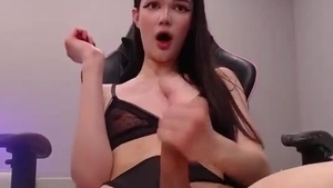 Skinny And Tall Russian legal age teenager Transgirl In underware Tugs Her 10-Pounder On cam