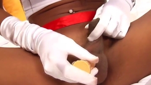 Tanned Ladyboy Nurse Teases With Her large meatballs And lengthy 10-Pounder