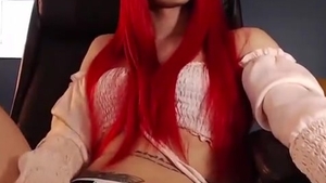 Redhaired Colombian skinny sheboy In underware Wanks Off Her enormous Shaft On webcam